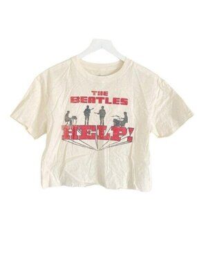 The Beatles HELP Ivory Crop Tee Graphic Print